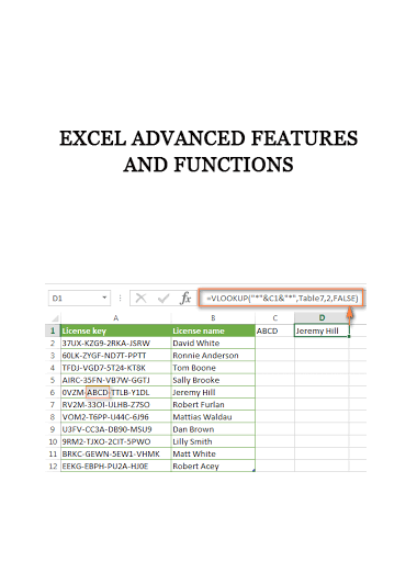 Excel Advanced Features and Functions