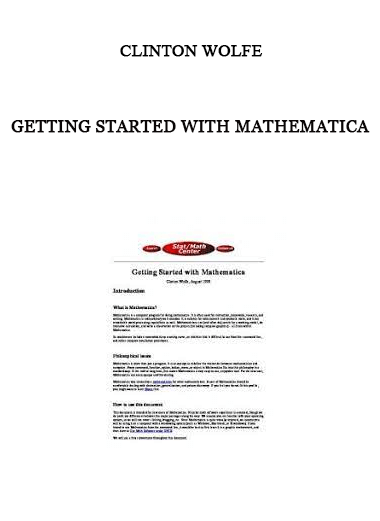 Clinton Wolfe - Getting Started with Mathematica of https://crabaca.store/