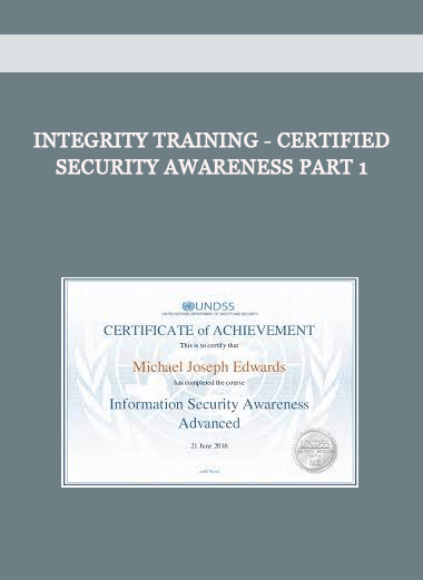 Integrity Training - Certified Security Awareness Part 1 of https://crabaca.store/